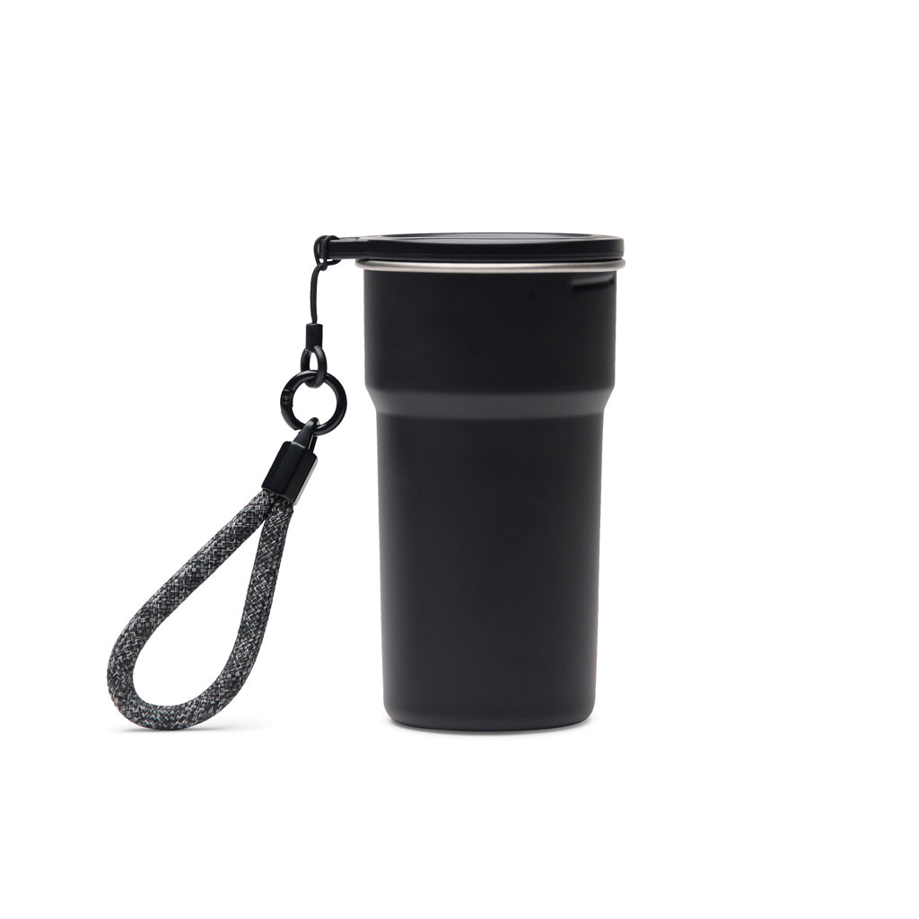 Bekerset van 4 stuks, 250 ml, gerecycled RVS, zwart