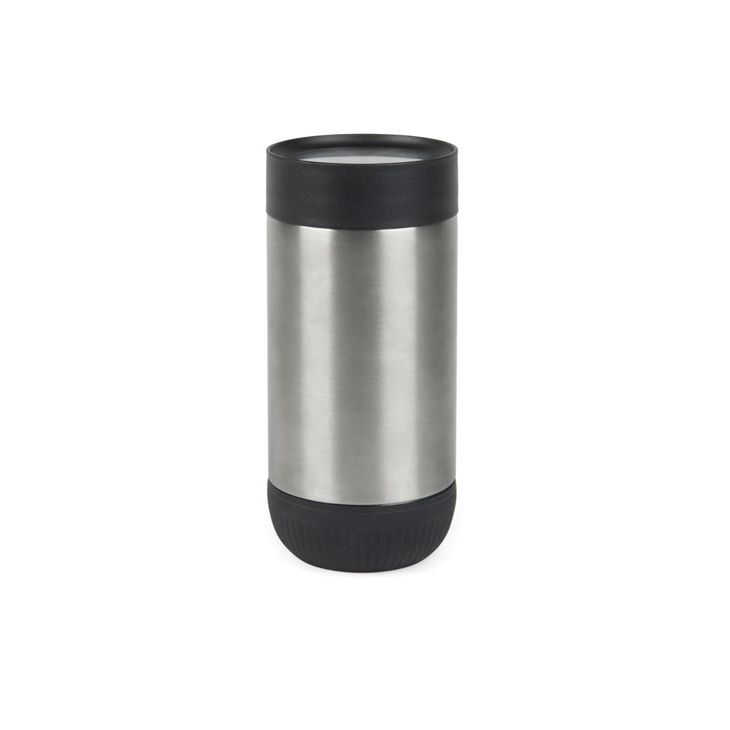 Thermosmok 350 ml met drukknop, gerecycled RVS, zilver