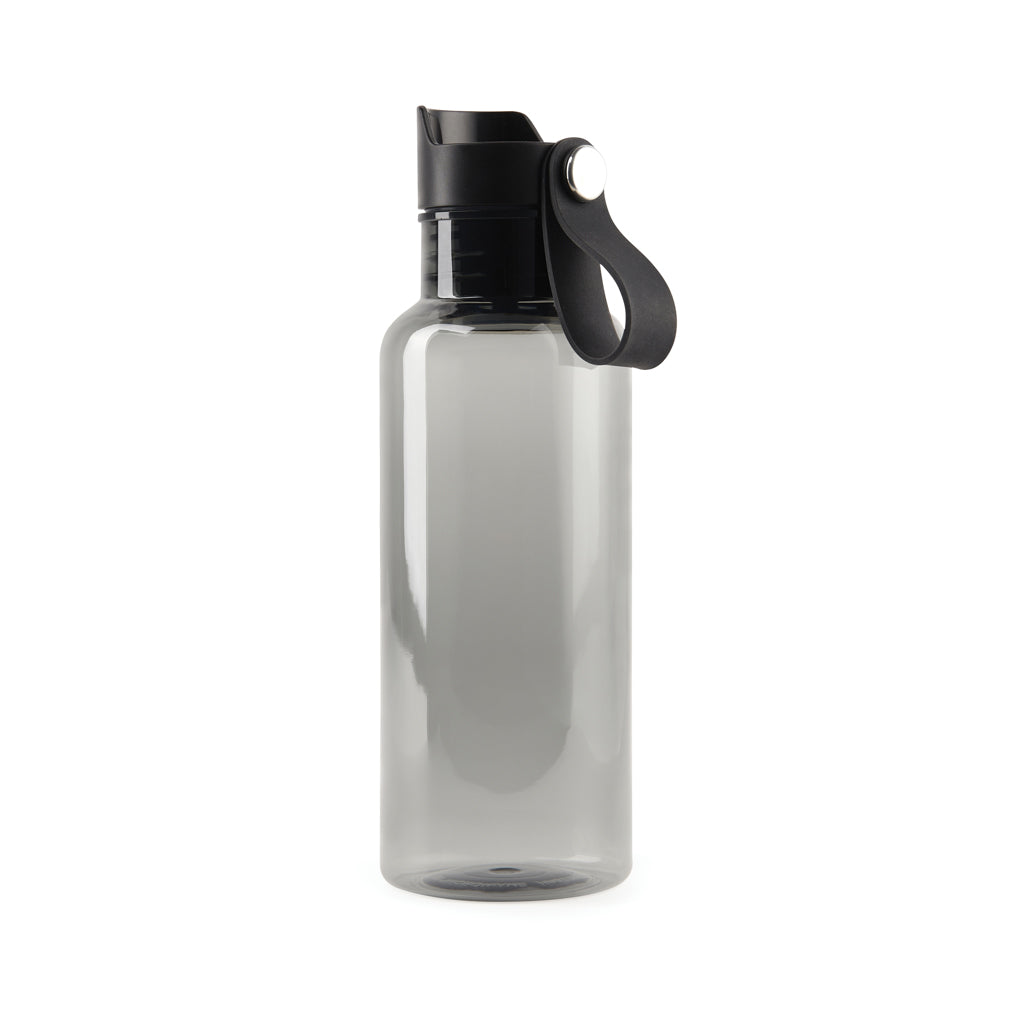 Waterfles 600 ml met drukknop, gerecycled PET, zwart