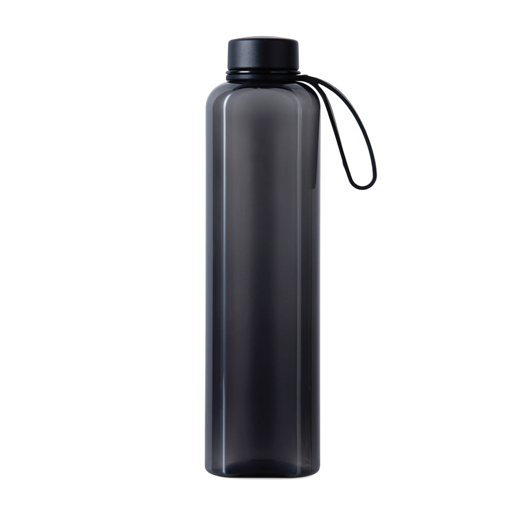 Platte waterfles 550 ml met handgreep, gerecycled PET, zwart