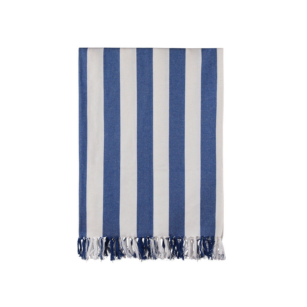 Hamamdoek met franjes, gerecycled katoen, 180x80 cm, blauw