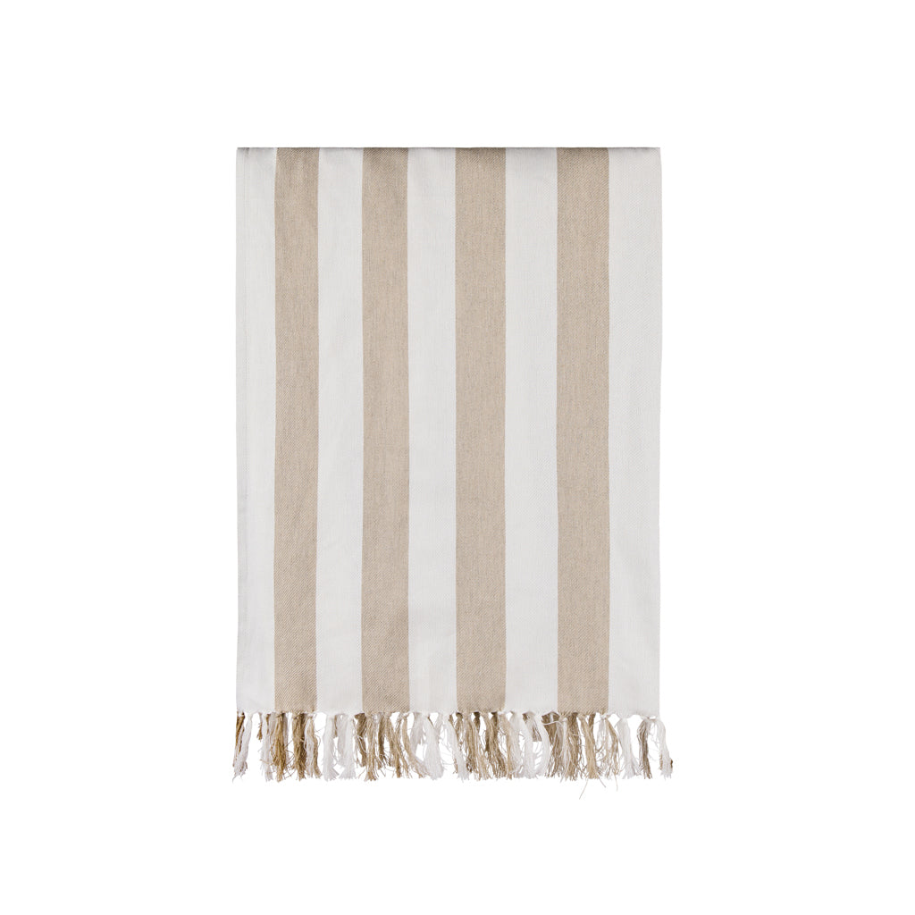 Hamamdoek met franjes, gerecycled katoen, 180x80 cm, beige