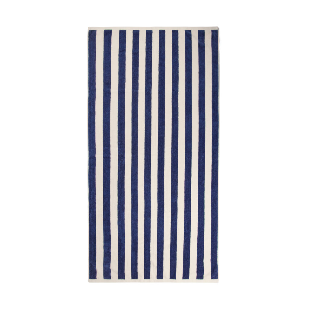 Strandhanddoek, gestreept, 450 gsm, 160x80 cm, donkerblauw