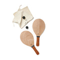 Strandtennisset met 2 rackets, in canvas tas, bruin