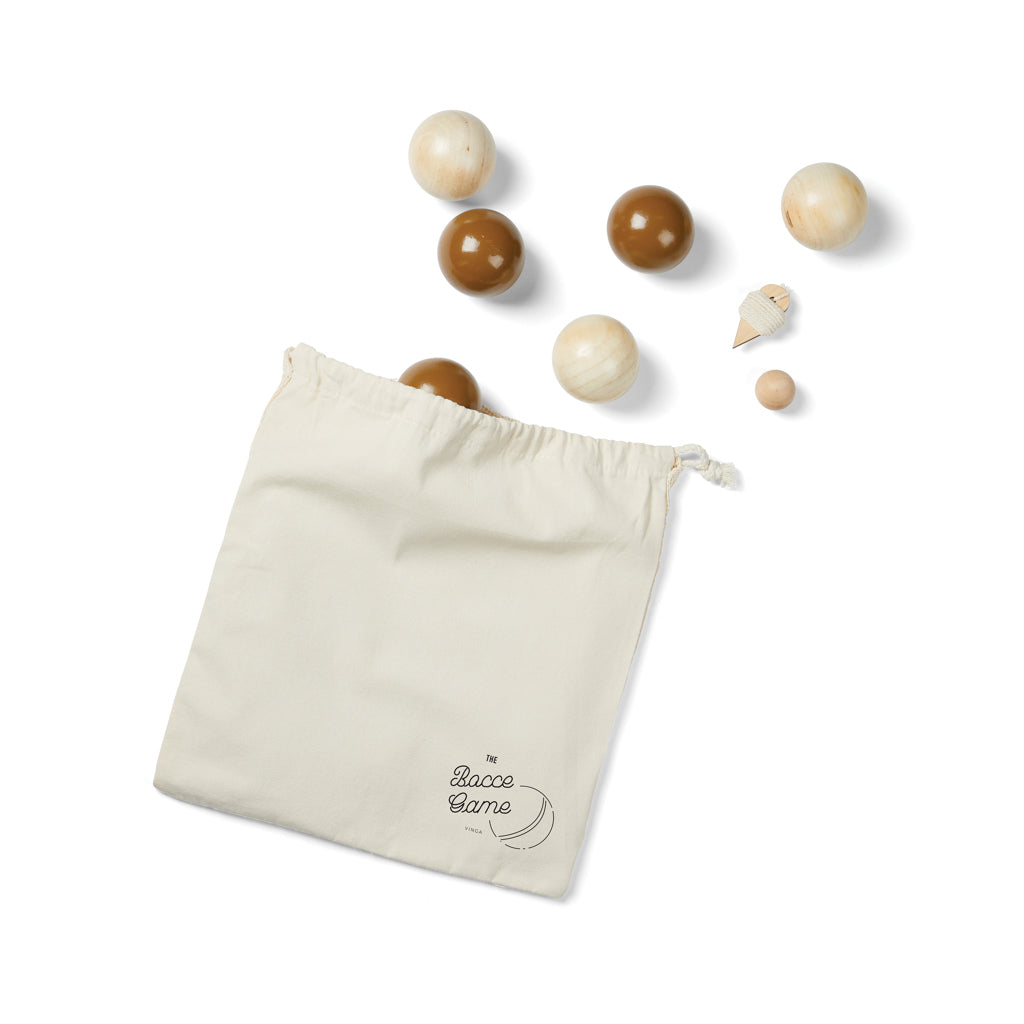 Jeu de boules set, met 6 ballen, bruin
