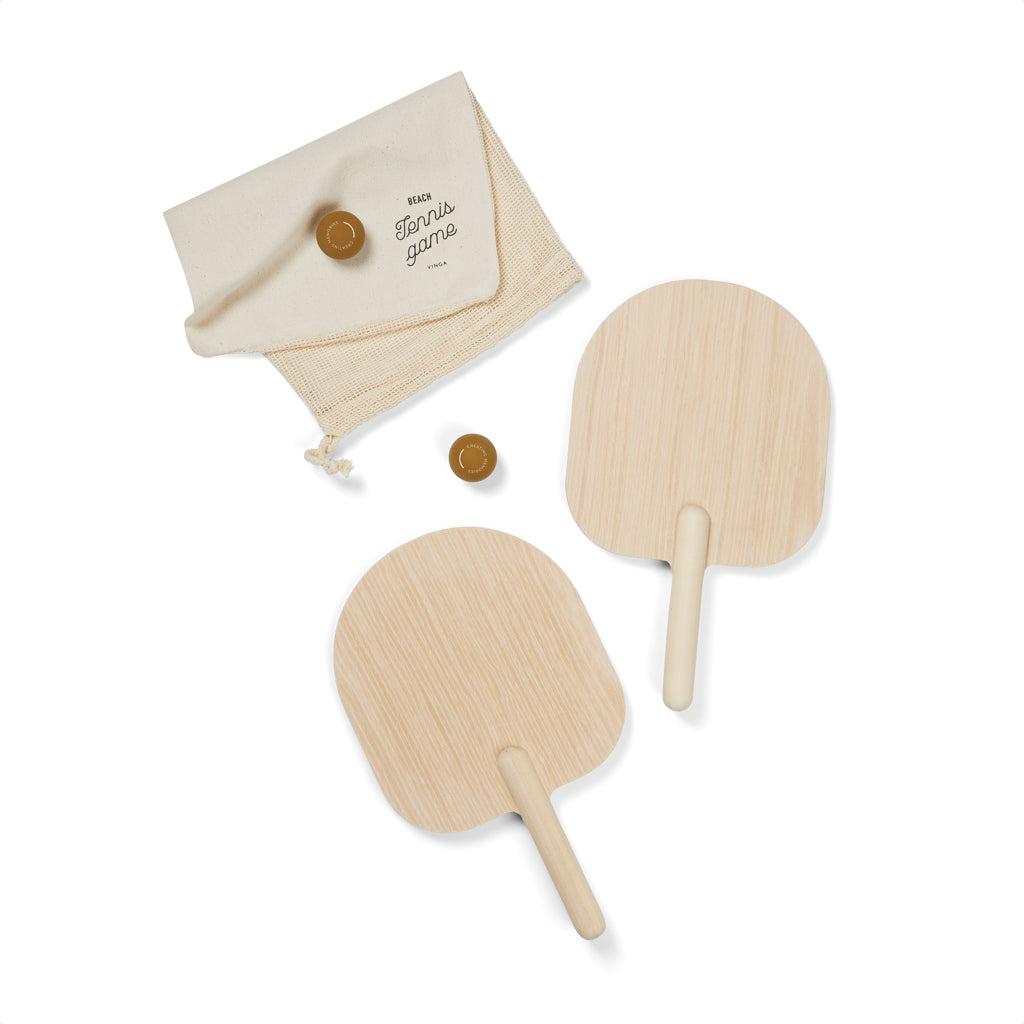 Strandtennisset met 2 rackets, FSC-hout, bruin