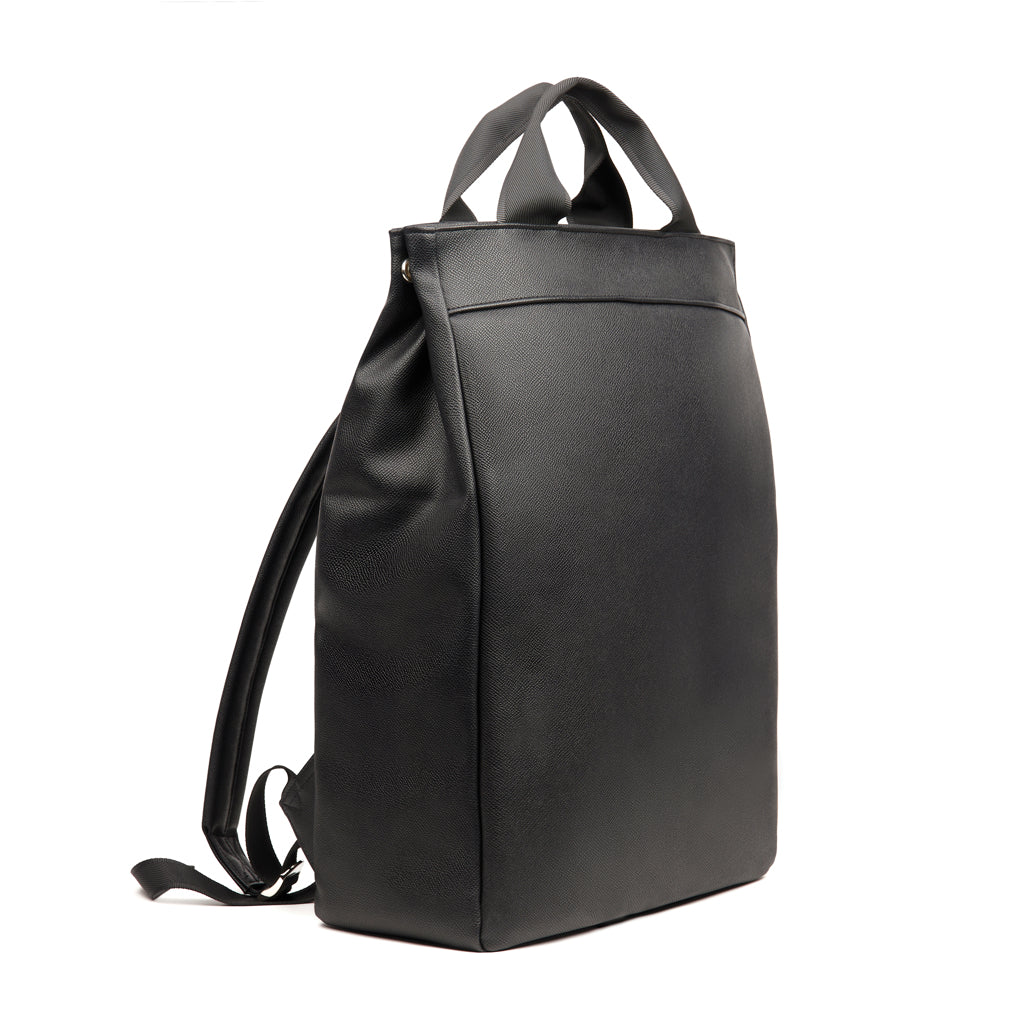 Rugzak, ook als draagtas, gerecycled PU, zwart