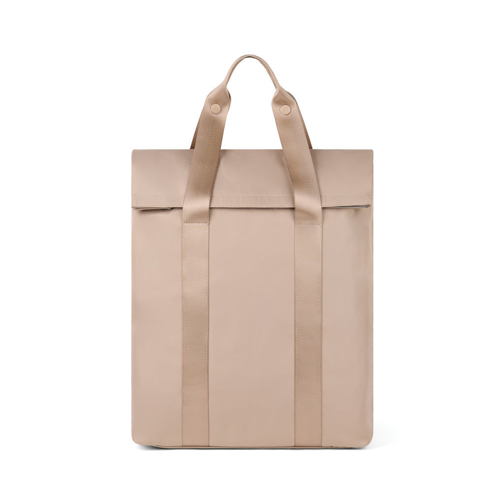 Rugzak met opvouwbare flap, gerecycled polyester, greige