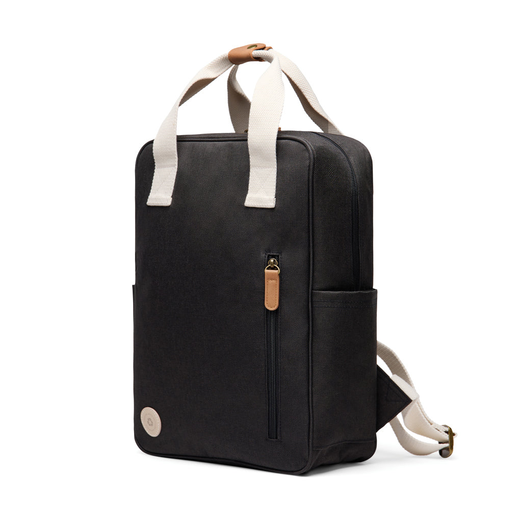 Rugzak met koperen details, gerecycled polyester, zwart
