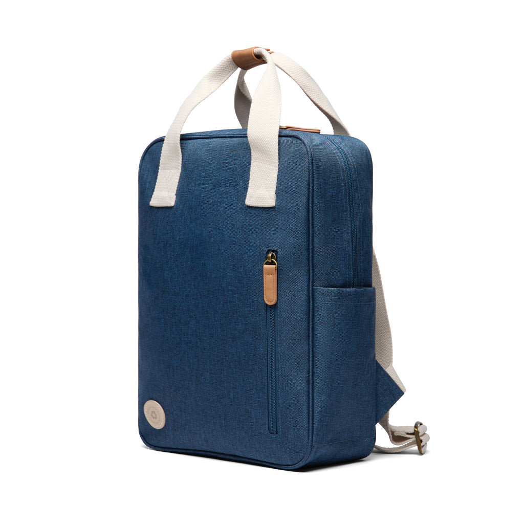 Rugzak met koperen details, gerecycled polyester, blauw
