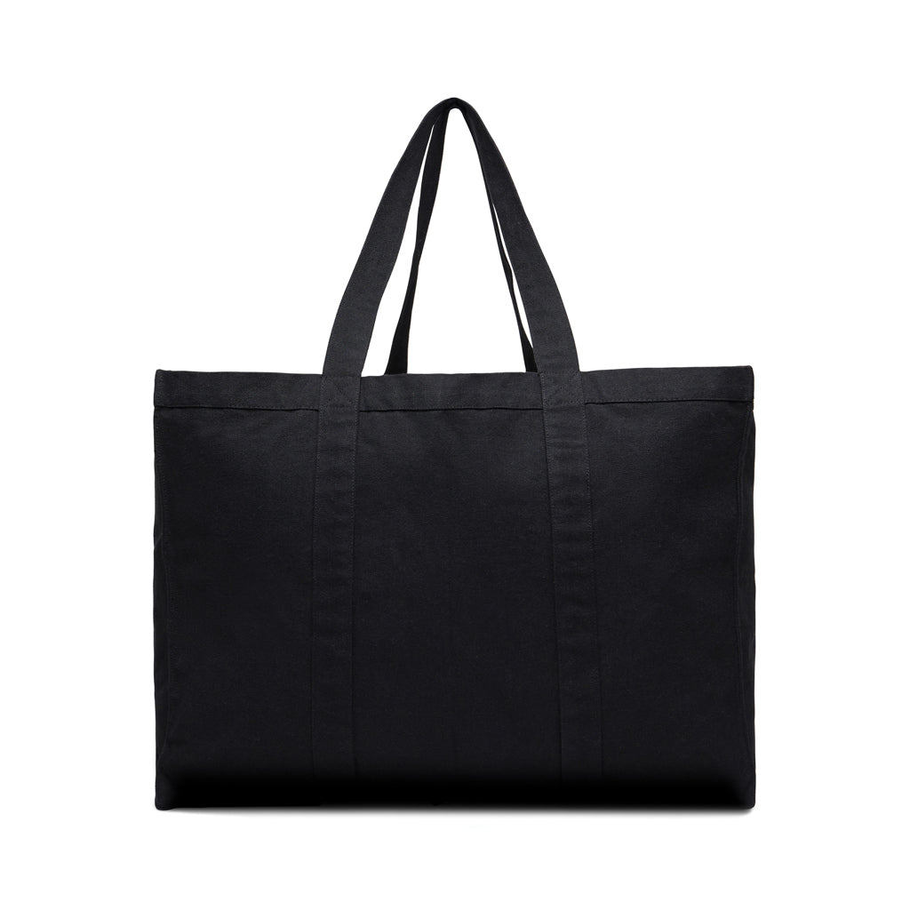 Maxi draagtas met ritsvak, gerecycled canvas, zwart