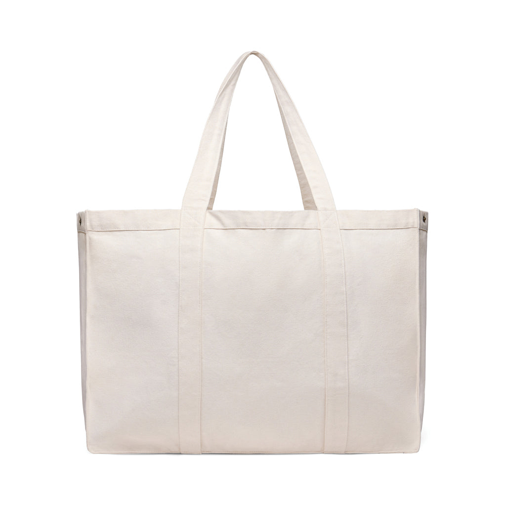 Maxi draagtas met ritsvak, gerecycled canvas, gebroken wit