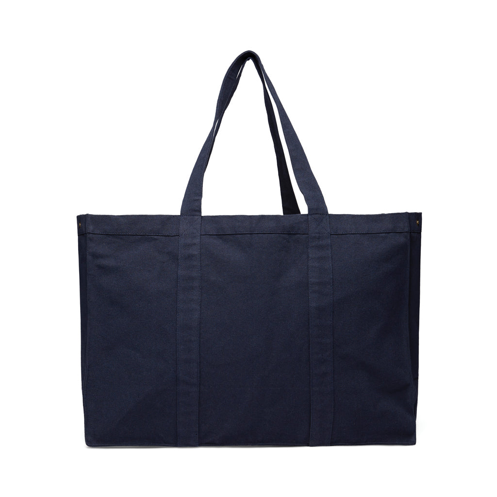 Maxi draagtas met ritsvak, gerecycled canvas, donkerblauw