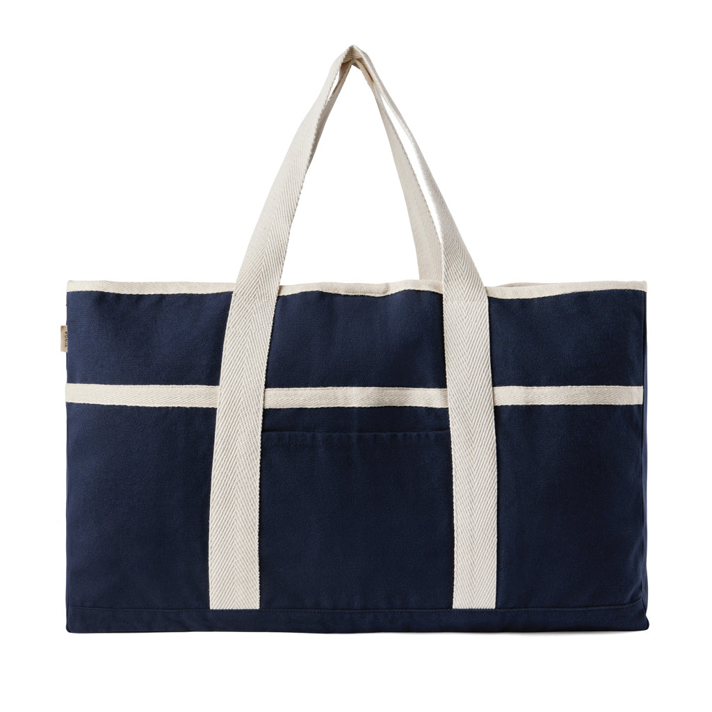 Strandtas met handdoekhouder, gerecycled canvas, blauw