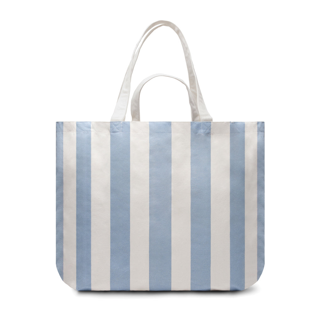 Strandtas gestreept, met schouderbanden, 390 gsm, lichtblauw