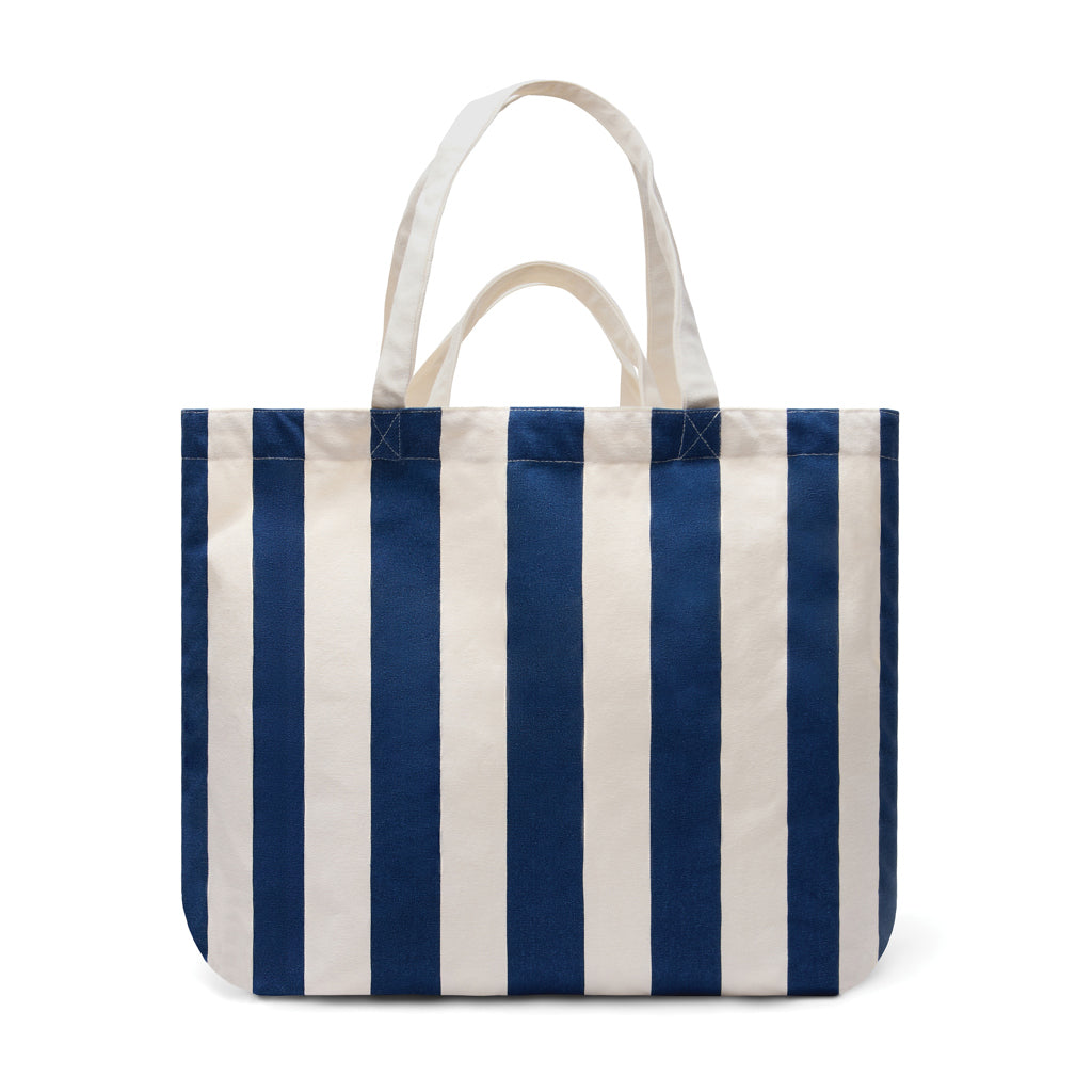 Strandtas gestreept, met schouderbanden, 390 gsm, donkerblauw