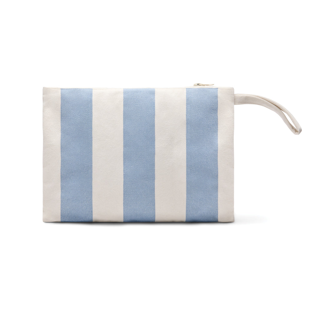Essentials tasje bij de strandtas, gestreept, lichtblauw