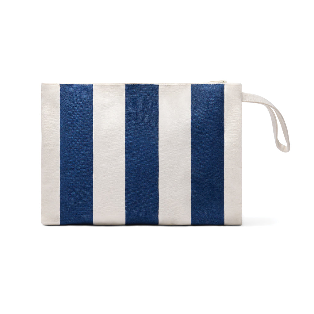 Essentials tasje bij de strandtas, gestreept, donkerblauw