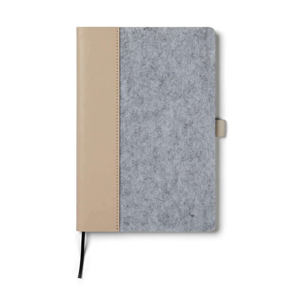 A5-notitieboek van gerecycled vilt, 160 pagina's, grijs