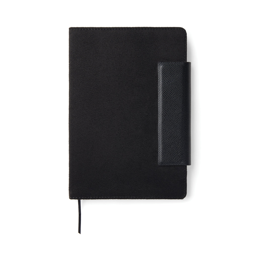 A5-notitieboek met magnetische sluiting, imitatieleer, zwart