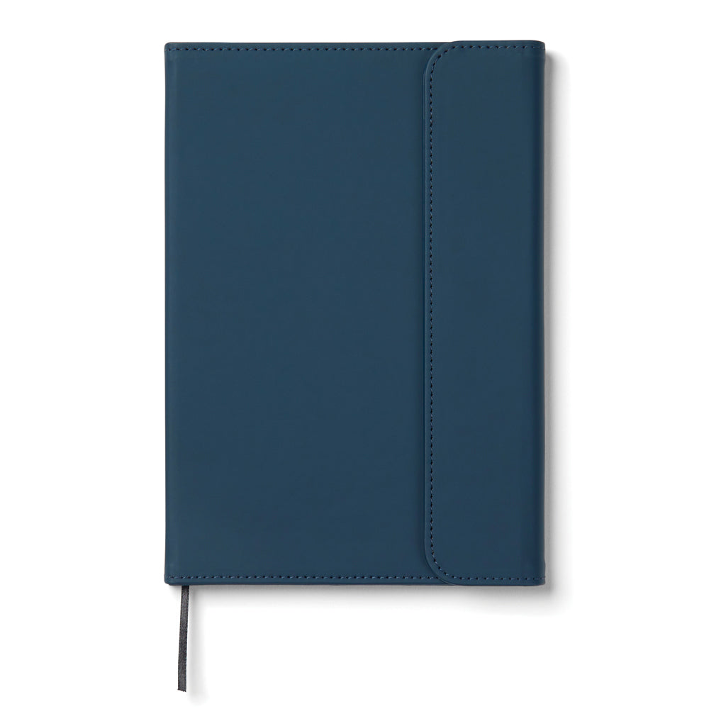 A5-notitieboek met penhouder, vervangbaar binnenwerk, donkerblauw