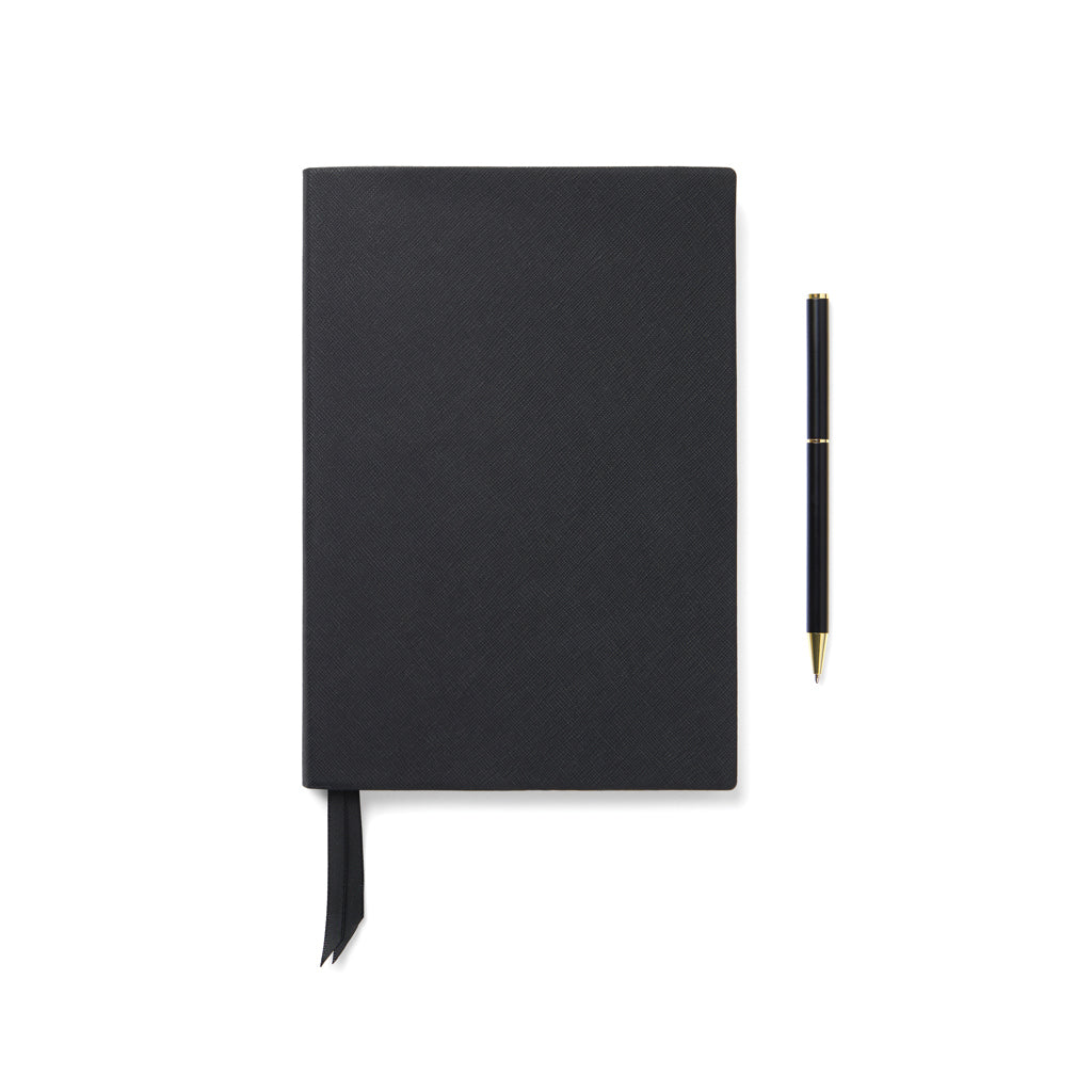 Schrijfset A5-notitieboek met draaipen, gerecycled, zwart