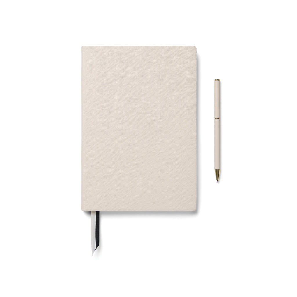 Schrijfset A5-notitieboek met draaipen, gerecycled, wit