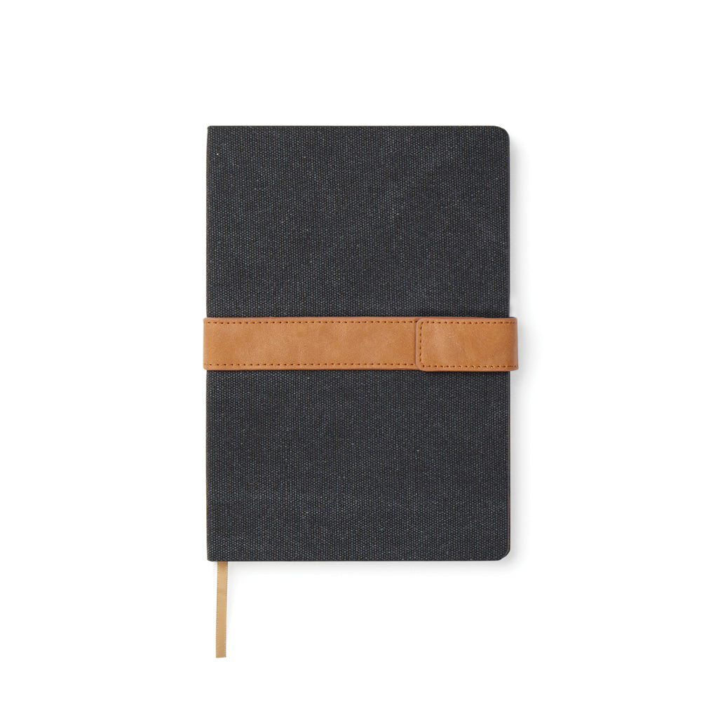 A5-notitieboek met canvas omslag en magneetsluiting, zwart