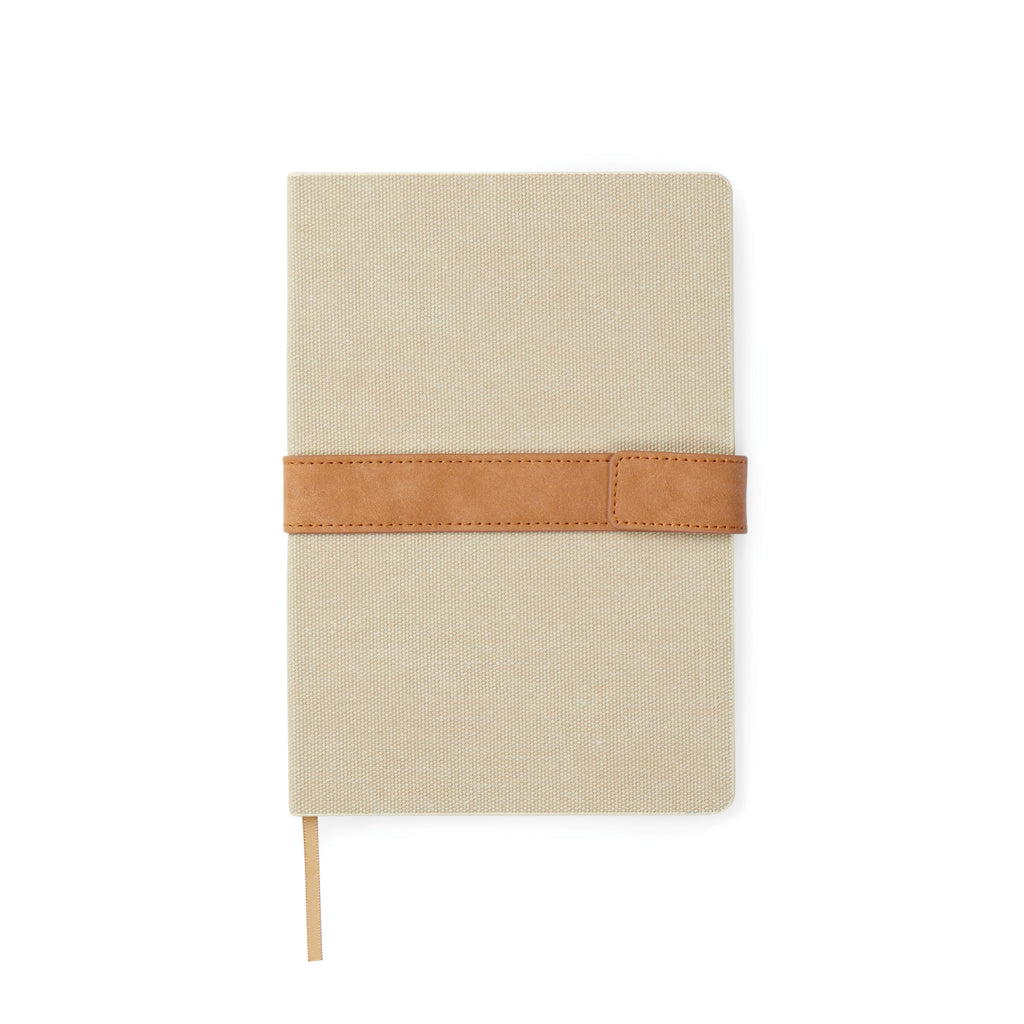 A5-notitieboek met canvas omslag en magneetsluiting, beige