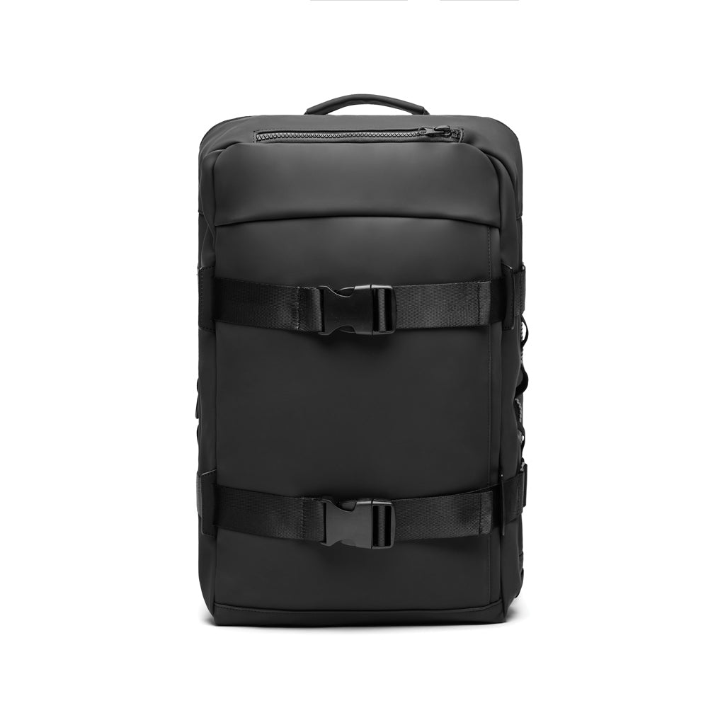 Rugzak met laptopvak en karabijnhaak, trolleyband, zwart