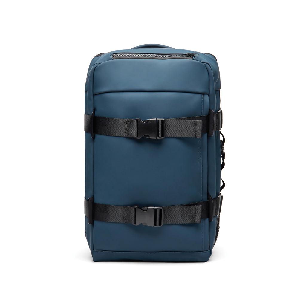 Rugzak met laptopvak en karabijnhaak, trolleyband, donkerblauw