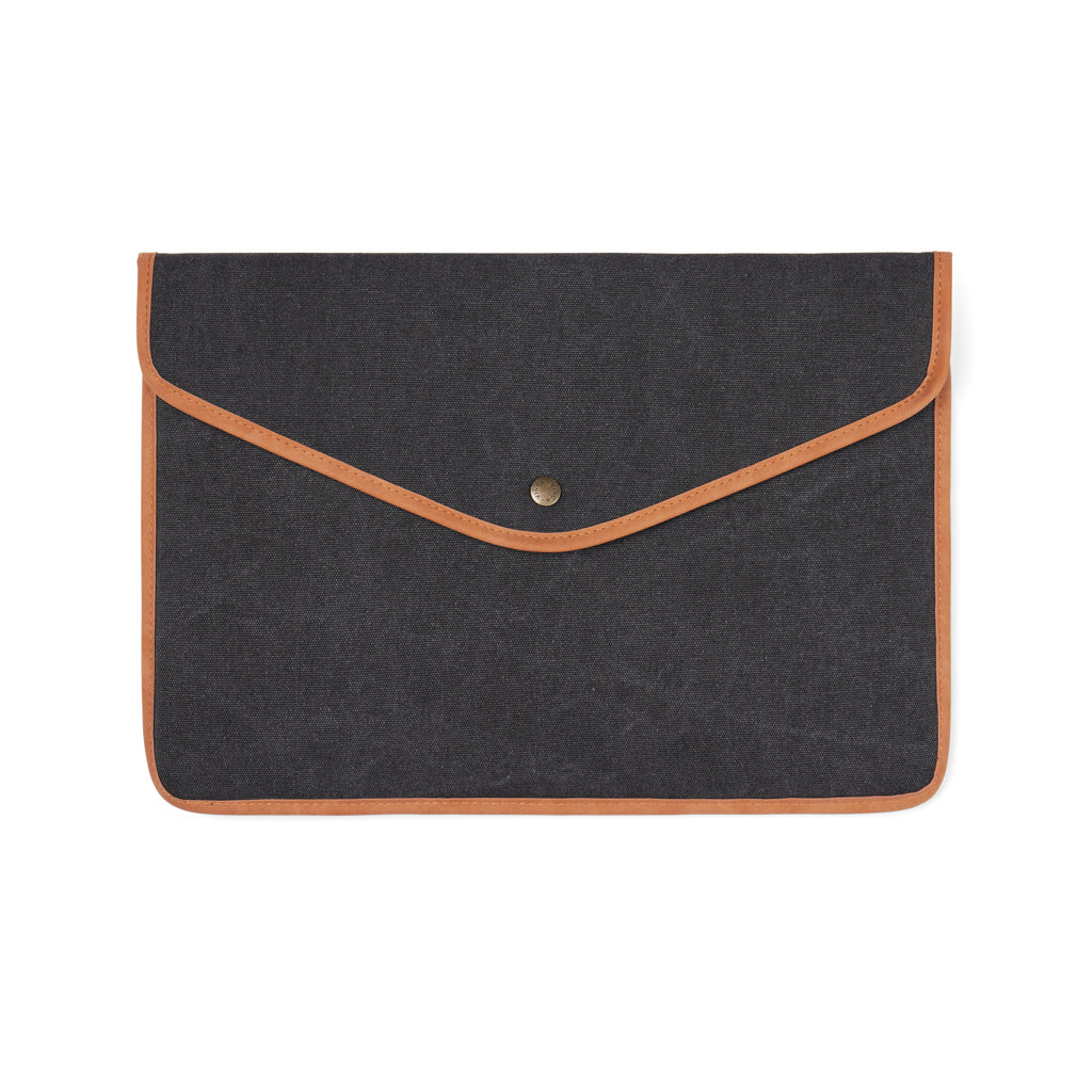 Laptophoes 14 inch, gevoerd, gerecycled canvas, zwart