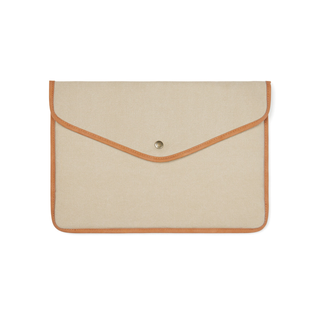 Laptophoes 14 inch, gevoerd, gerecycled canvas, beige