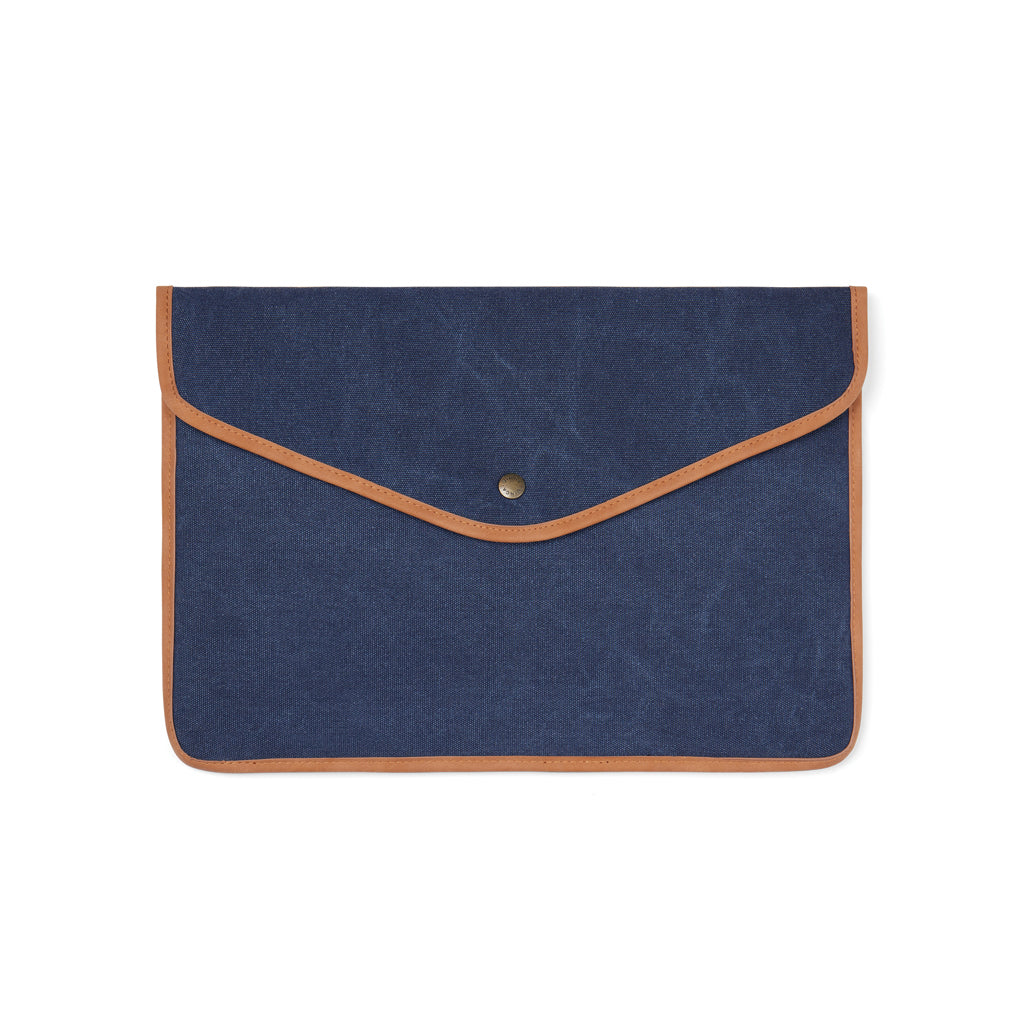 Laptophoes 14 inch, gevoerd, gerecycled canvas, donkerblauw