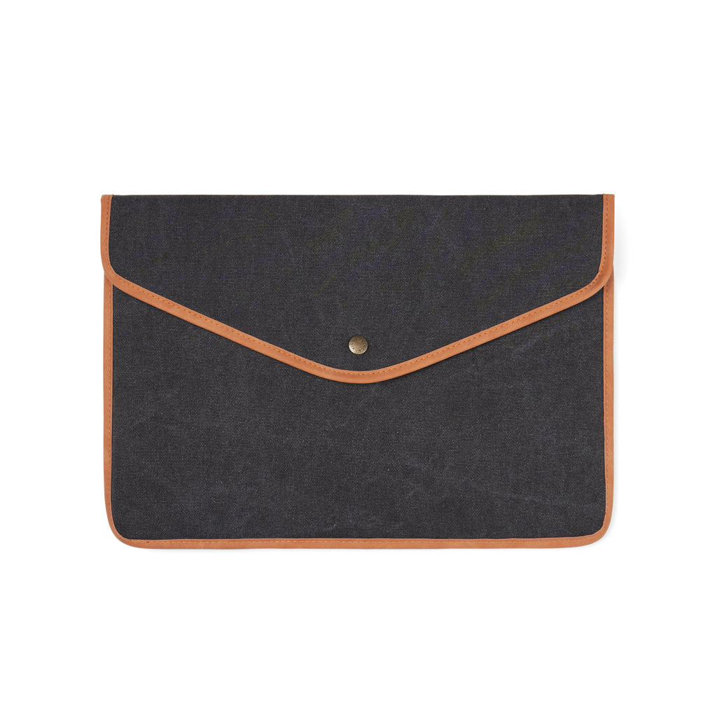 Laptophoes 16 inch, gevoerd, gerecycled canvas, zwart