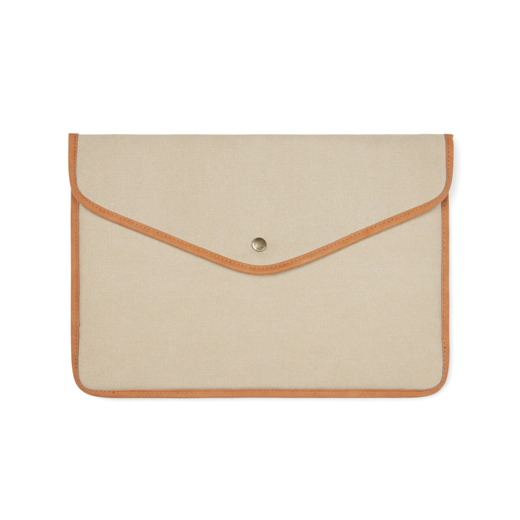 Laptophoes 16 inch, gevoerd, gerecycled canvas, beige
