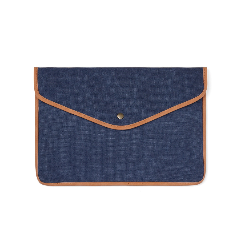 Laptophoes 16 inch, gevoerd, gerecycled canvas, donkerblauw
