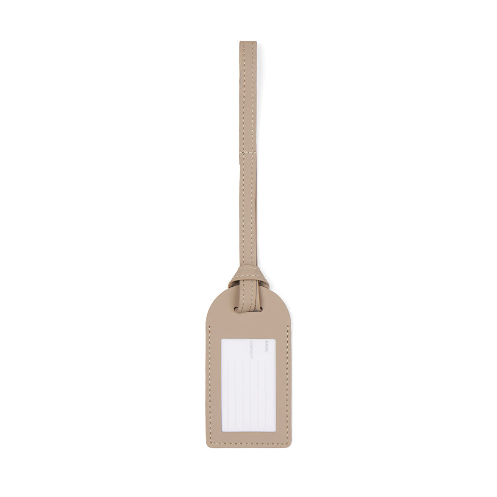 Bagagelabel met adreslabel, gerecycled, greige