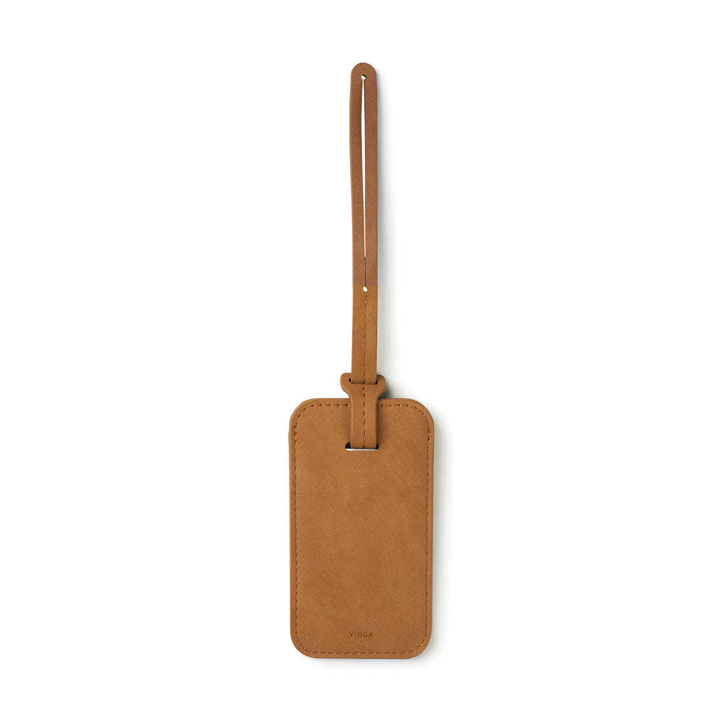 Bagagelabel, compact, gerecycled polyester, bruin