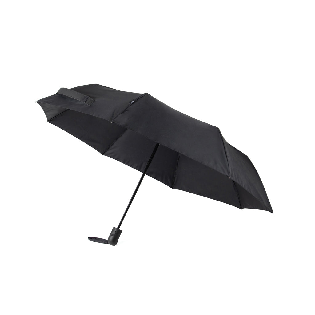Paraplu 21 inch, compact, gerecycled polyester, zwart