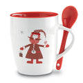 Keramische mok 250 ml met lepeltje, multicolour