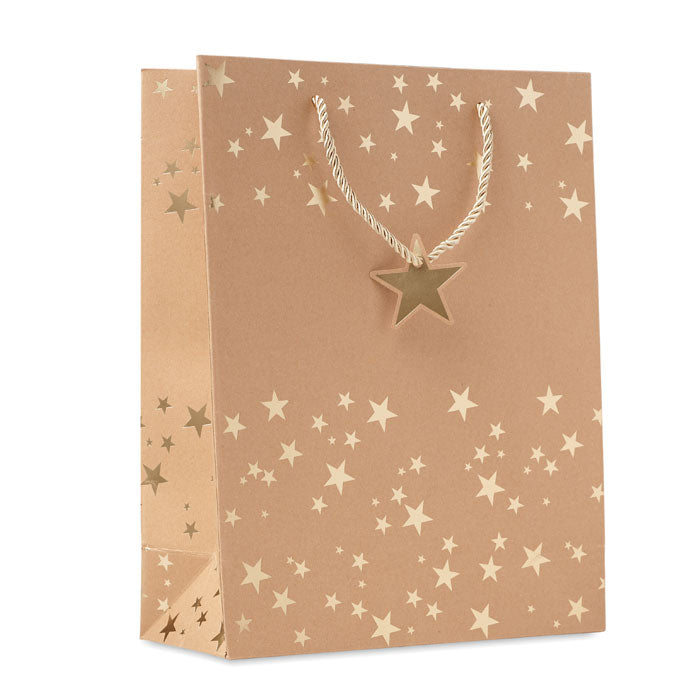 Geschenkzakje van kraftpapier, goud