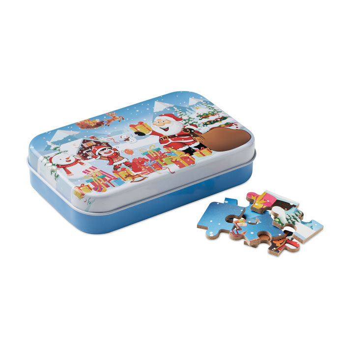 Houten kerstpuzzel in blik, mix