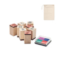 Kerststempelset van hout met stempelkussen, beige