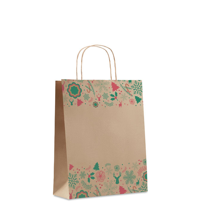 Kerstcadeauzakje van gerecycled papier, beige