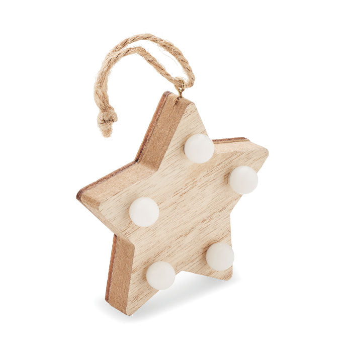 Houten sterornament met LED-verlichting, hout