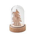 Kerstornament met LED-lampje onder stolp, hout