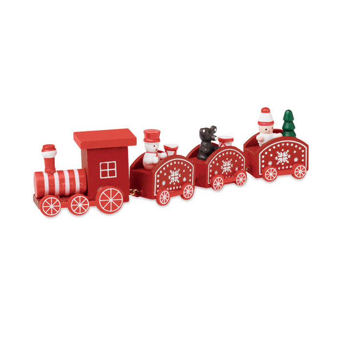 Houten decoratieve kersttrein, rood
