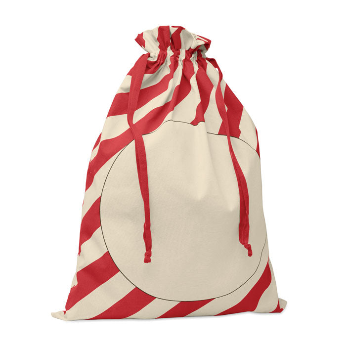 Katoenen trekkoordtas met kerstmotief, 50x70 cm, rood