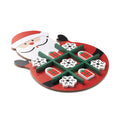 Houten boter-kaas-en-eieren spel met kerstdesign, rood